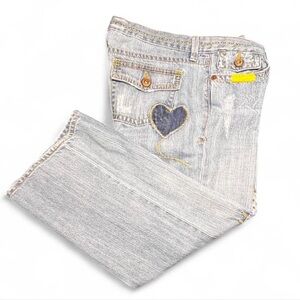 Retro Old Navy Light Distressed Jeans with a heart patch, 12